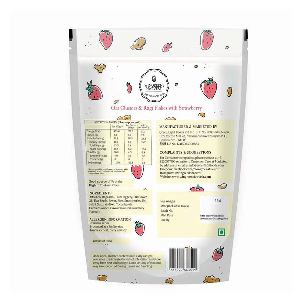 Oat Clusters & Ragi Flakes with Strawberry, 1 kg