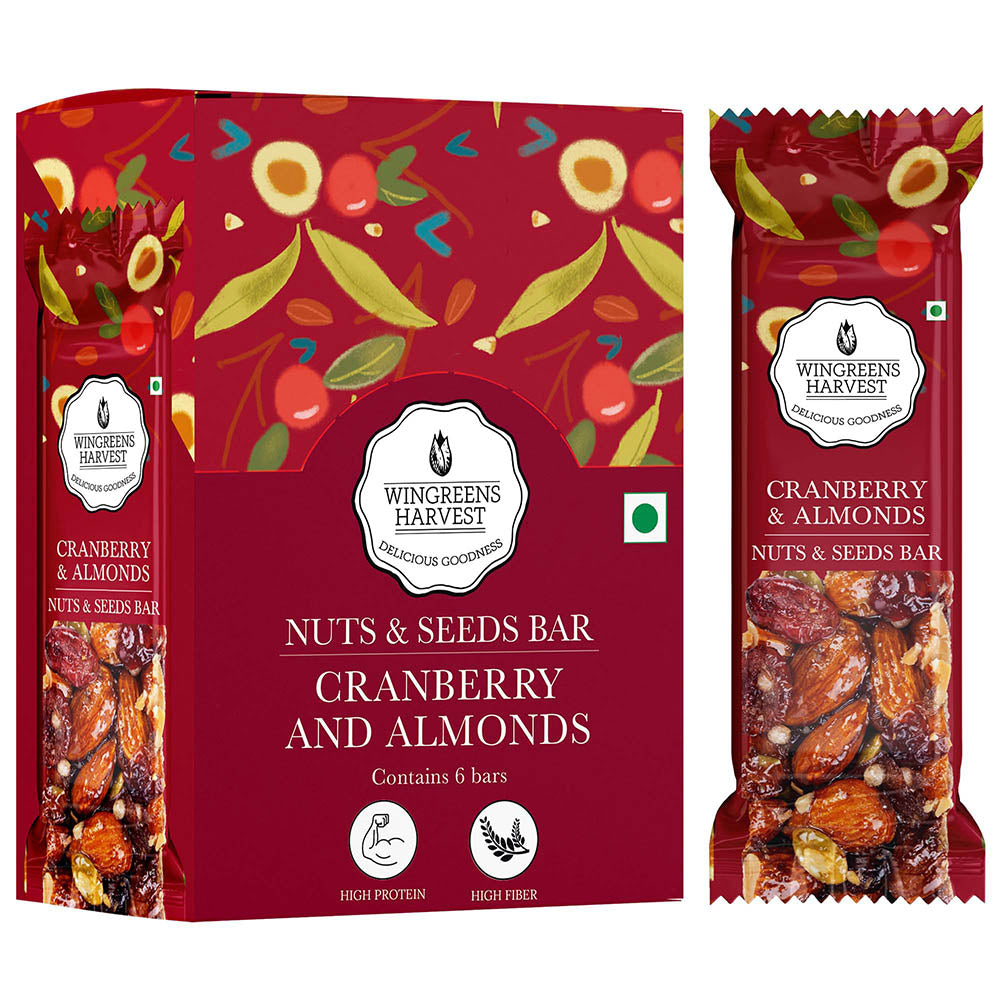 Nuts & Seeds Bar - Cranberry & Almond (Pack of 6), 180 g