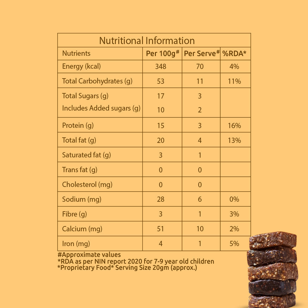 Date Nut Square Cashew and Orange (Pack of 2) : 8 Bars Each