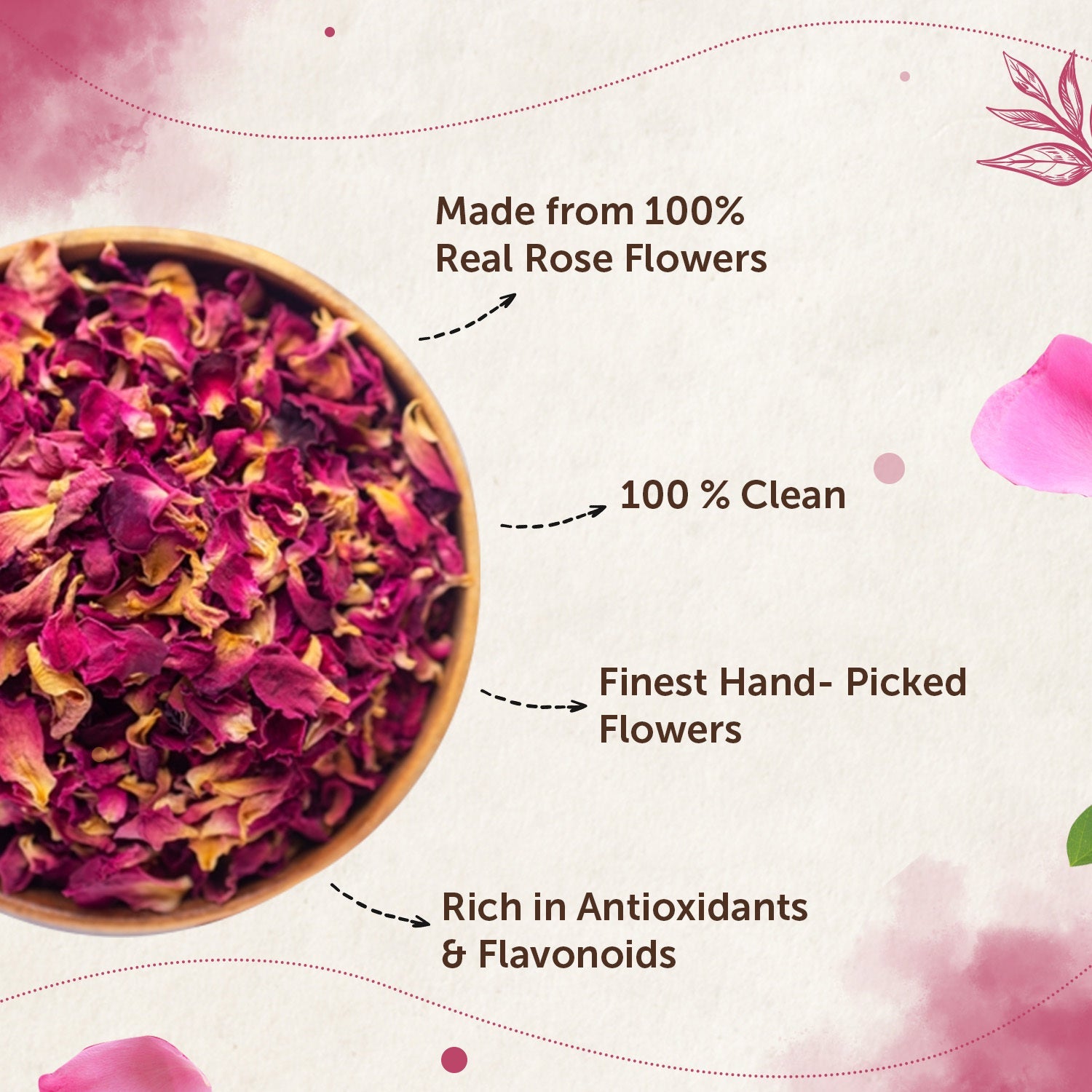 Rose Flower Tea For Glowing Skin, Improves Skin Tone- 50 gm