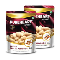 Pureheart Nutreat Dry Roasted Salted Peeled Almonds, Premium California Whole Blanched Almond Nuts Without Skin/Dry Fruit, Crunchy Dried Badam