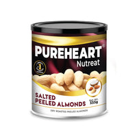 Pureheart Nutreat Dry Roasted Salted Peeled Almonds, Premium California Whole Blanched Almond Nuts Without Skin/Dry Fruit, Crunchy Dried Badam