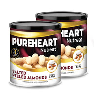 Pureheart Nutreat Dry Roasted Salted Peeled Almonds, Premium California Whole Blanched Almond Nuts Without Skin/Dry Fruit, Crunchy Dried Badam