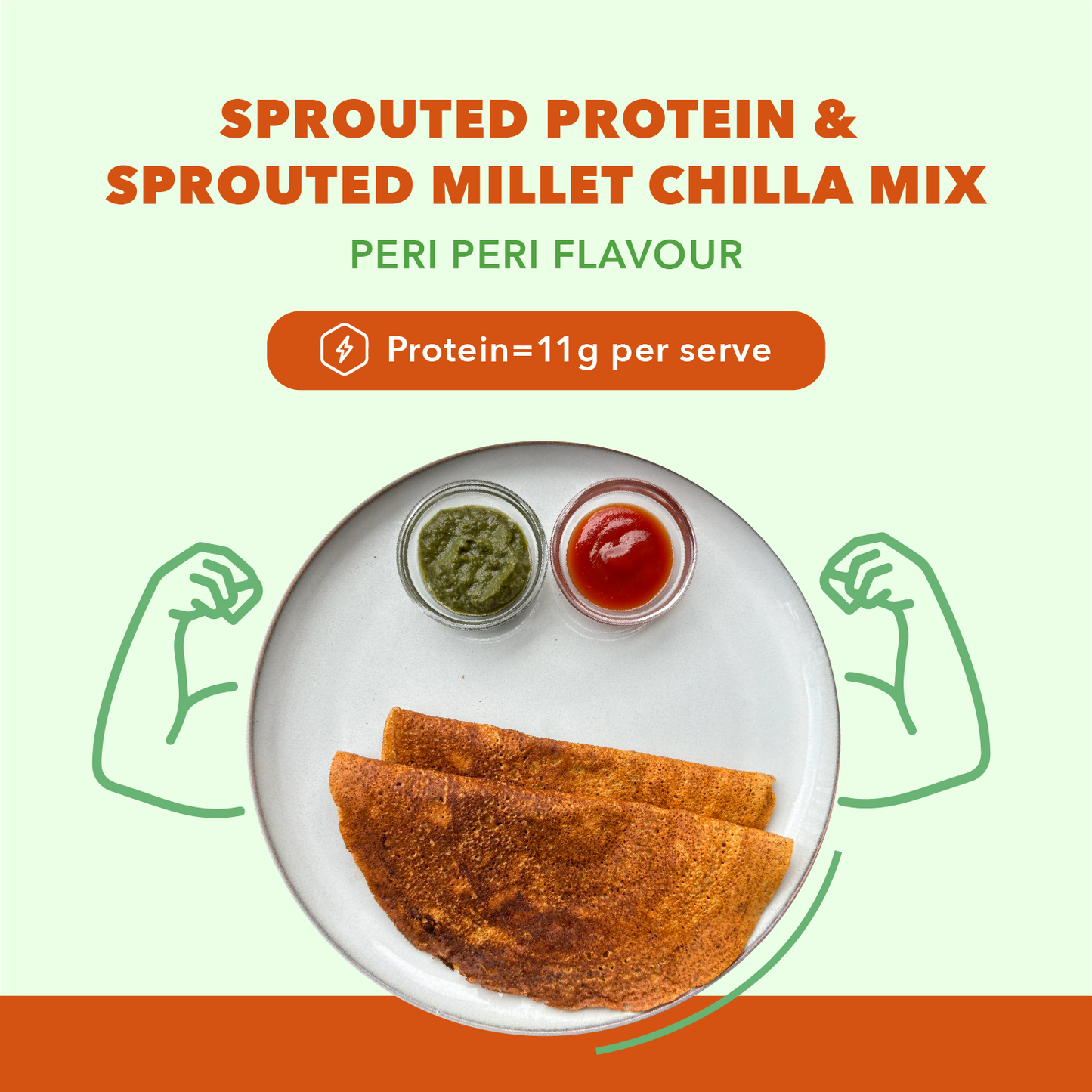 Sprouted Protein and Sprouted Millet Chilla Mix - Peri Peri Flavor