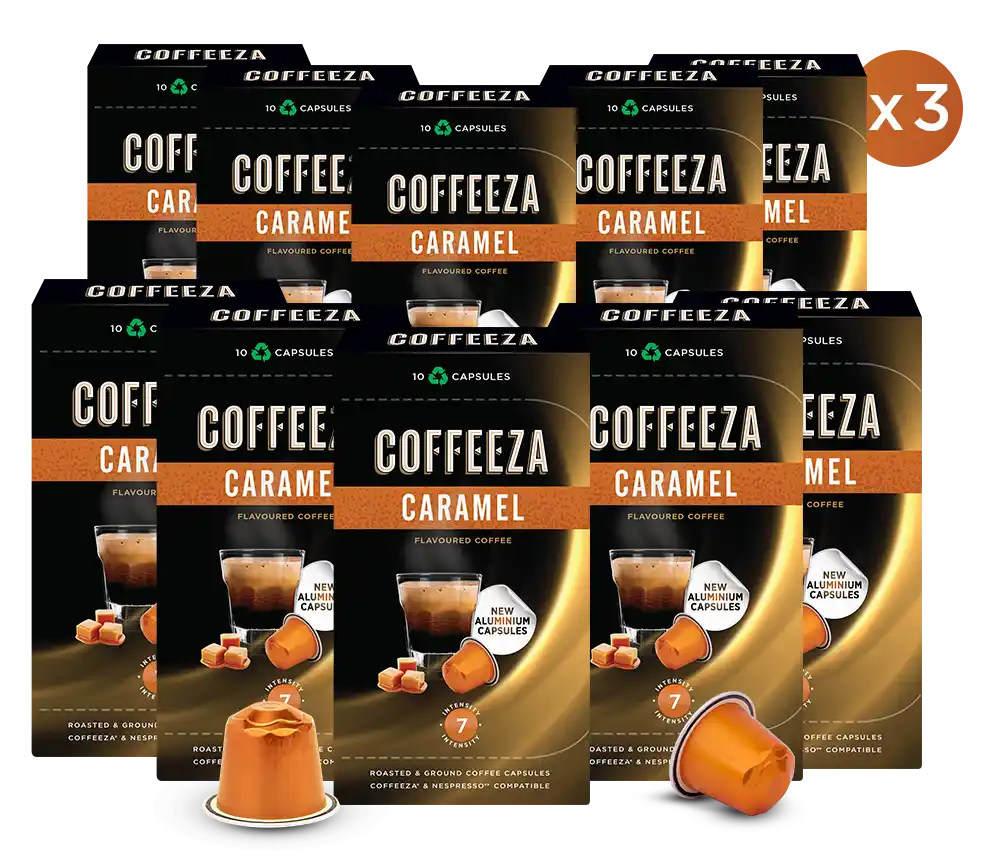 Caramel 100% Arabica Flavoured Aluminium Coffee Capsules