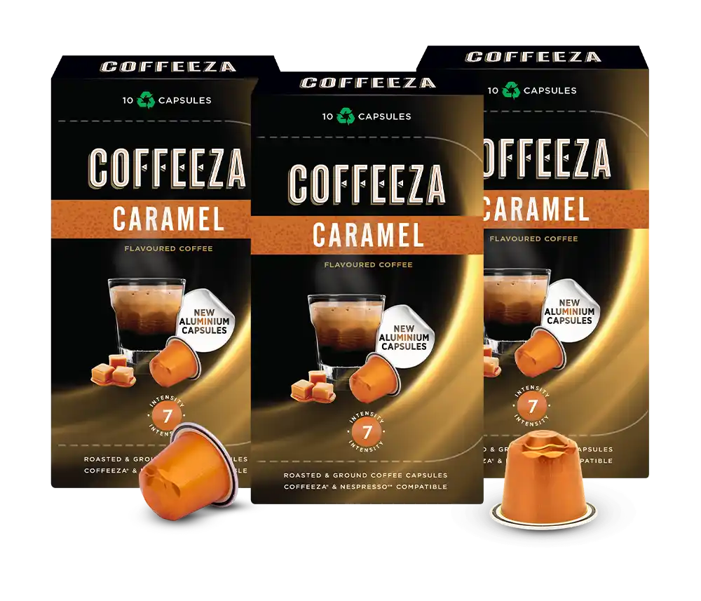 Caramel 100% Arabica Flavoured Aluminium Coffee Capsules