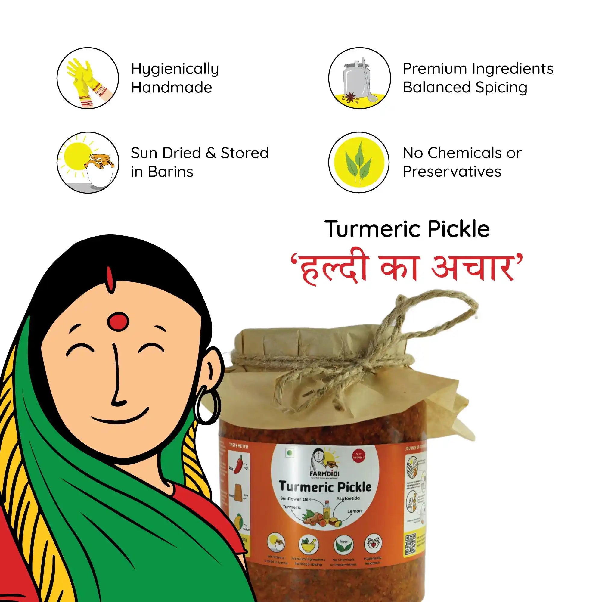 Farmdidi Turmeric Pickle - Haldi Achar - Veeha Foods