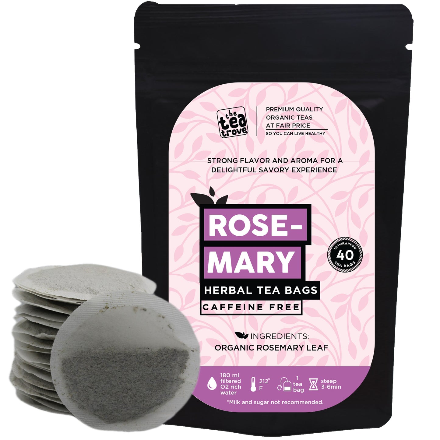 Organic Rosemary Tea Bags - 40 Eco-Friendly Tea Bags