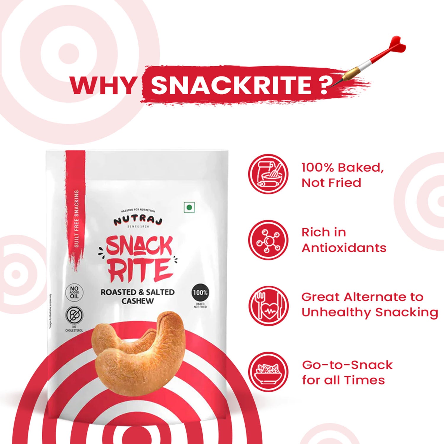 Nutraj Snackrite Roasted and Salted Cashew 150gm