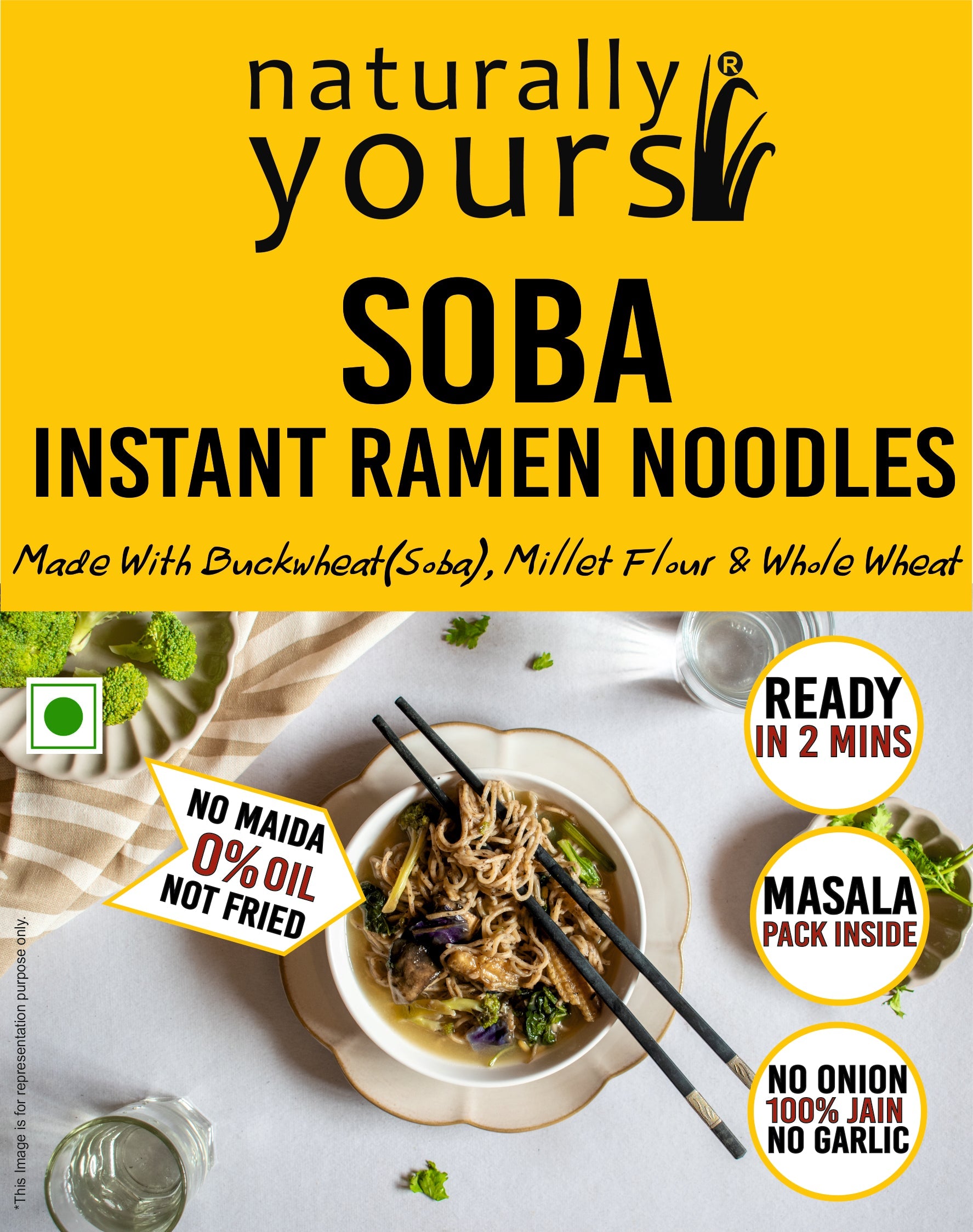 NEW LAUNCH: Soba Buckwheat Instant Ramen Noodles - Rich in Protein & Fiber - Ready in 2 Mins - 175g