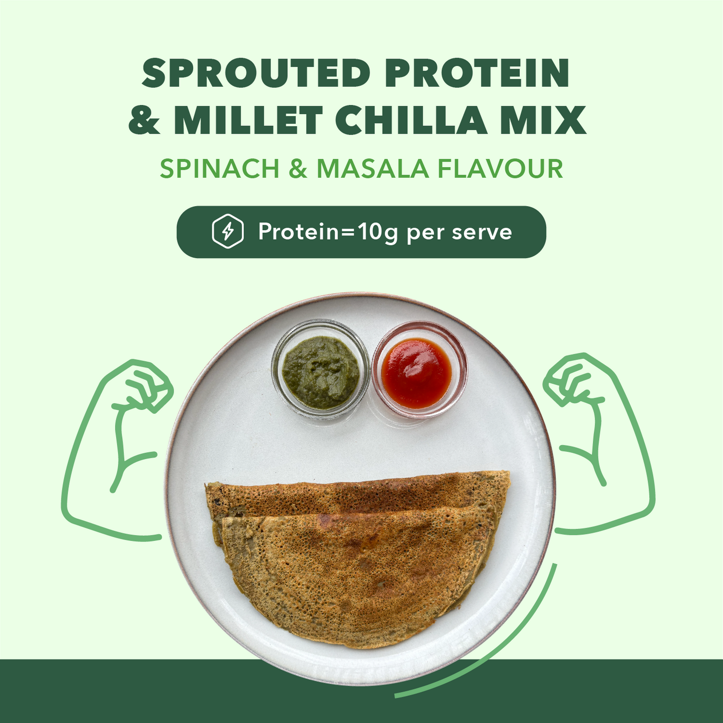 Sprouted Protein and Millet Chilla Mix Combo- Spinach & Masala Flavor