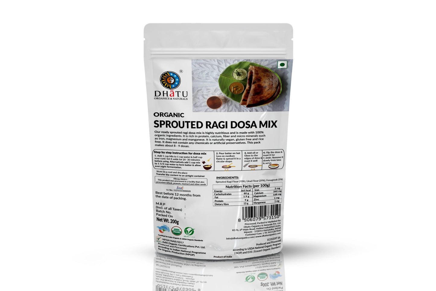 Dhatu Sprouted Ragi Dosa Mix - 200 gms