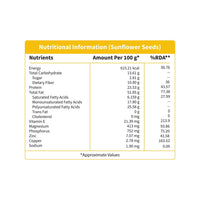 Organic Sunflower Seeds are rich in Vitamin E, unsaturated fatty acids, potassium & naturally sodium-free helps in heart & skin health