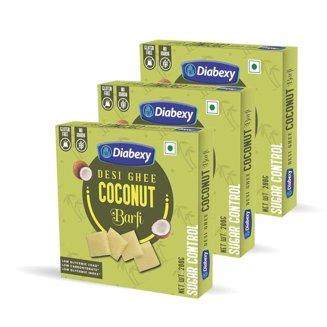 Diabexy Desi Ghee Sugar Free Coconut Barfi - 200g