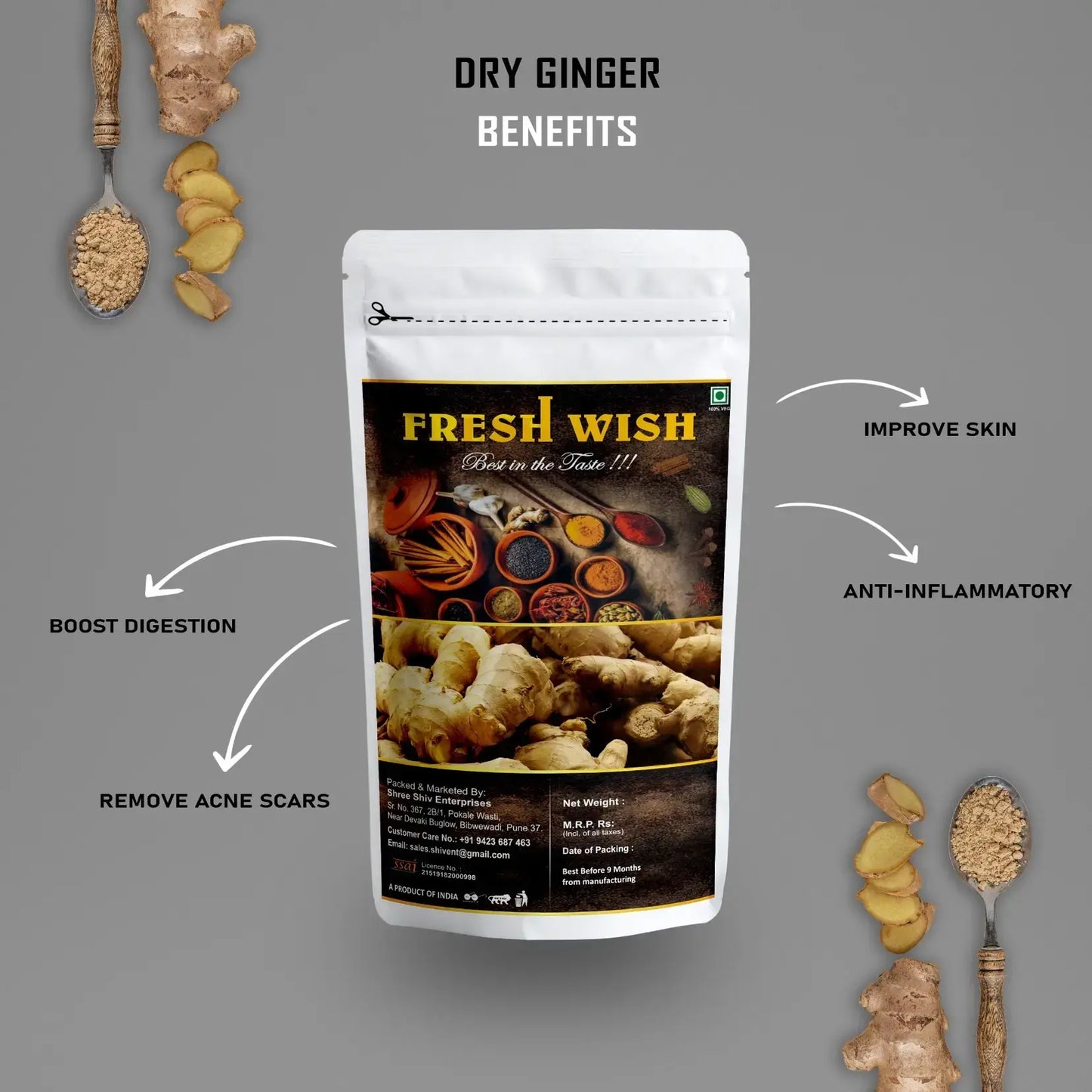 Fresh Wish Dry Ginger (Sunth) - 250 gms