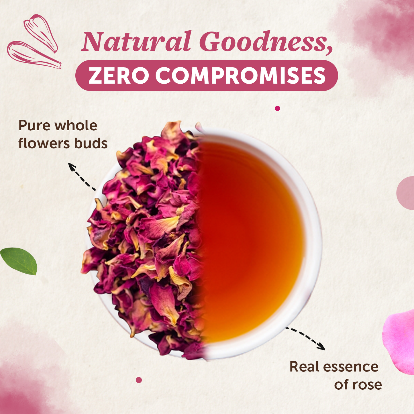 Rose Flower Tea For Glowing Skin, Improves Skin Tone- 50 gm