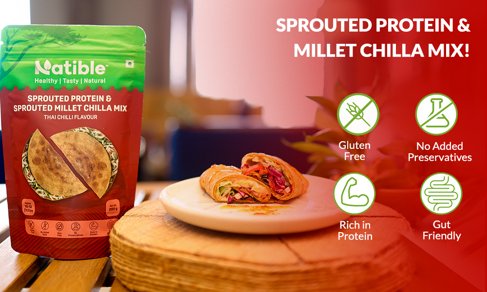 Sprouted Protein and Sprouted Millet Chilla Mix - Thai Chilli flavor