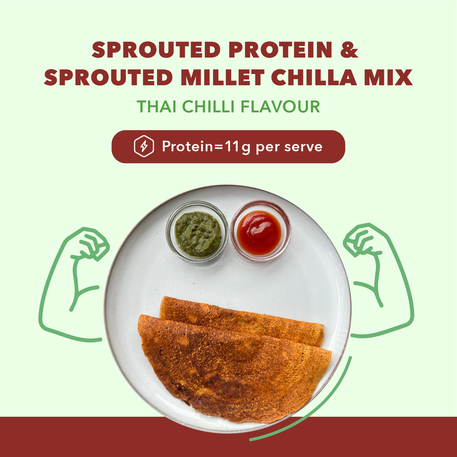 Sprouted Protein and Sprouted Millet Chilla Mix - Thai Chilli flavor