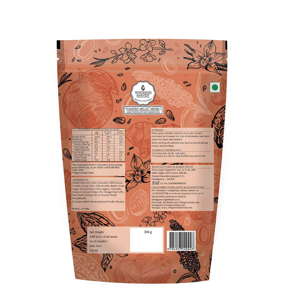 Toasted Millet Muesli Dark Chocolate and Orange Peel - 250 g