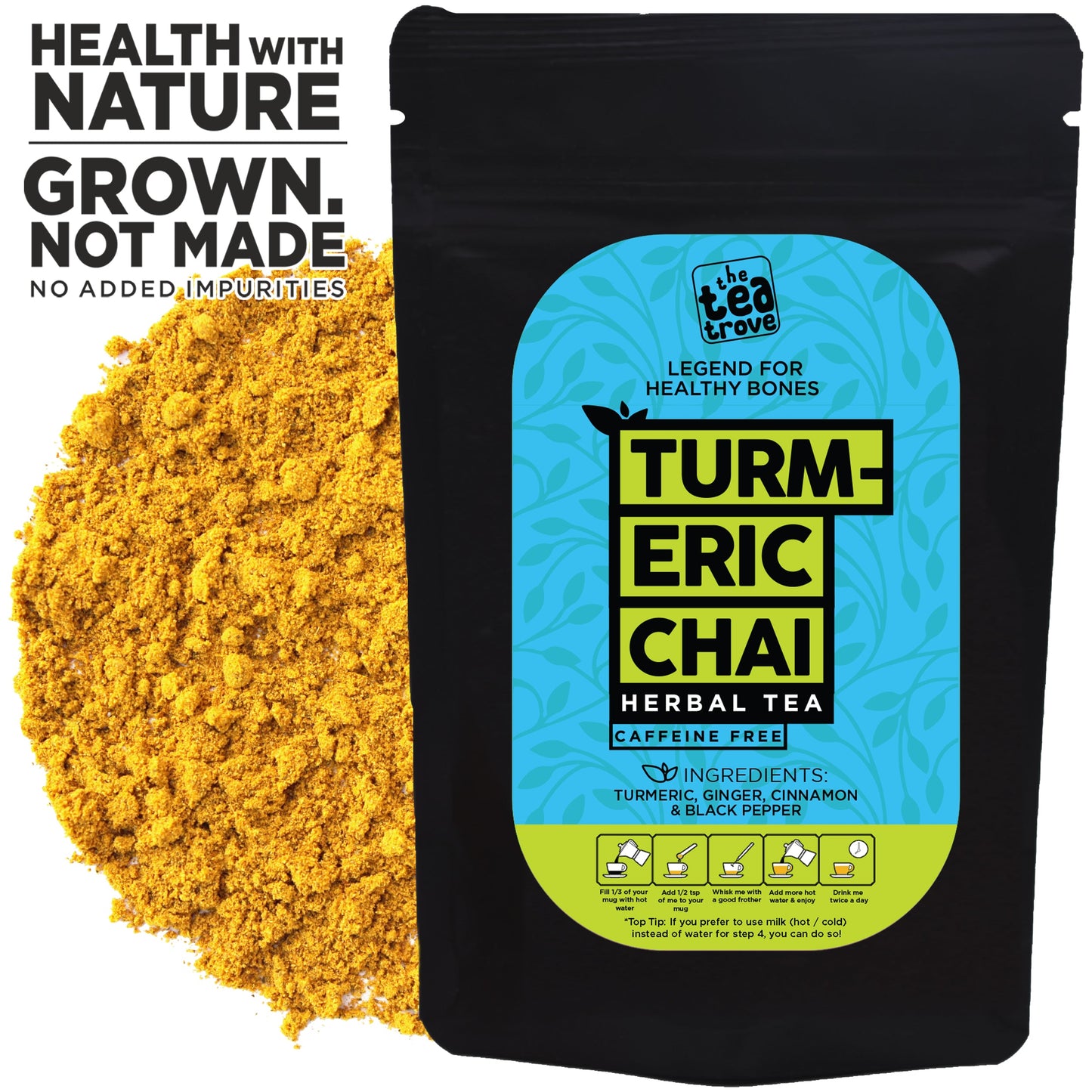 Organic Turmeric Chai Powder (75 g, 60 Cups)