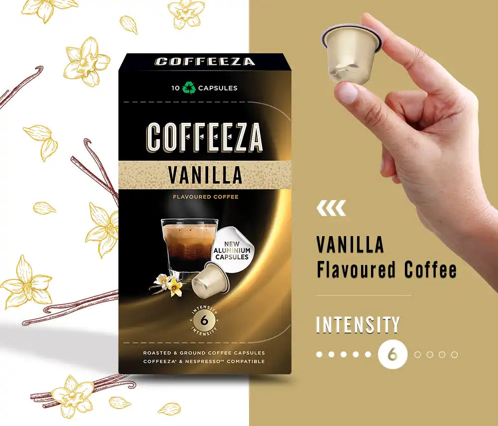 Vanilla 100% Arabica Flavoured Aluminium Coffee Capsules