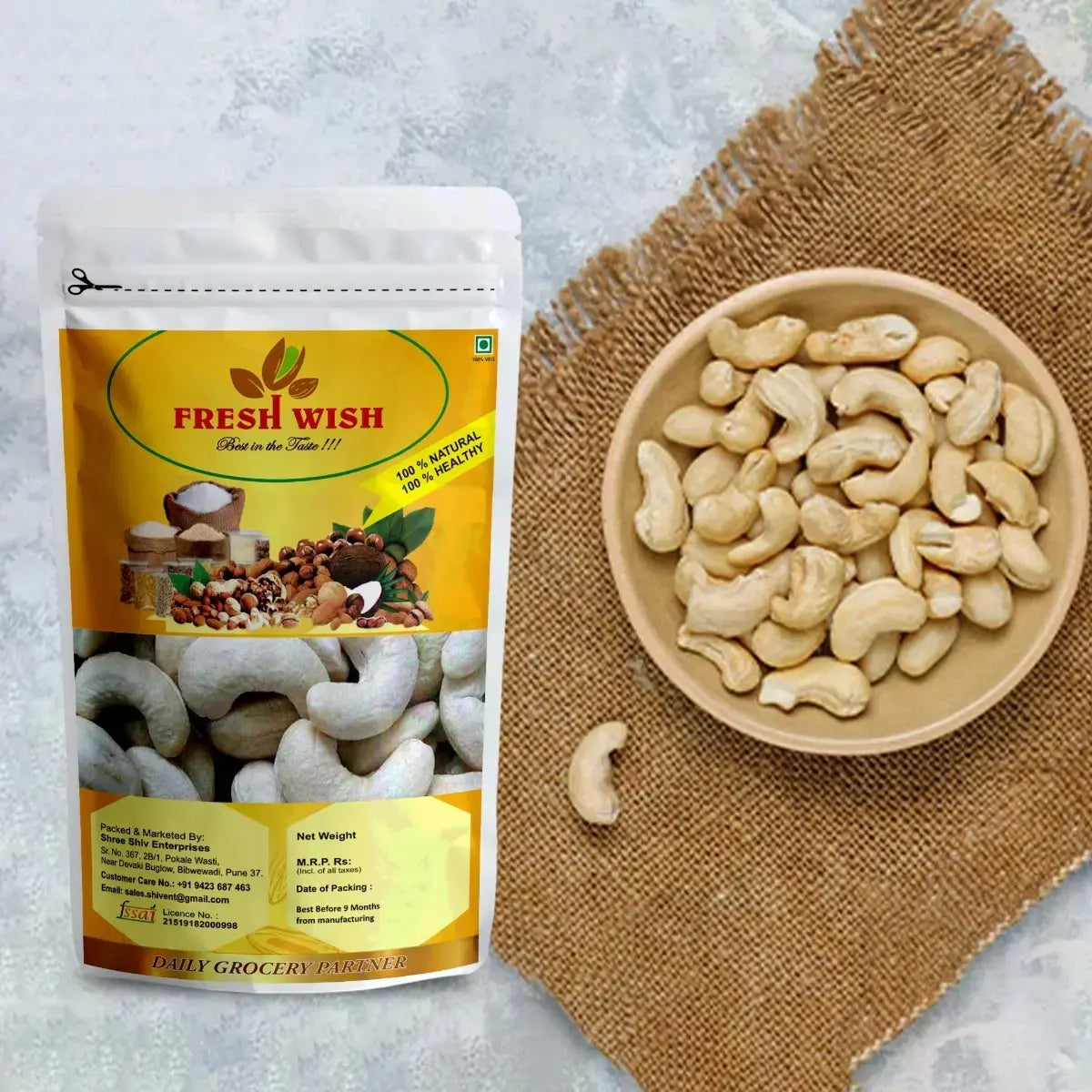 Fresh Wish Dryfruits Natural Jumbo Cashewnuts (Kaju)